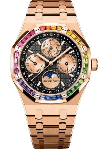 Review 16614OR.YY.1220OR.01 Audemars Piguet Royal Oak Perpetual Calendar 41 Pink Gold - Rainbow Black replica watch